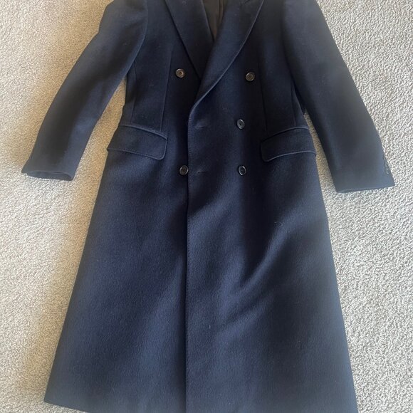Vintage Men's San Remo Long Dress Coat, Navy, 38R - Picture 10 of 11